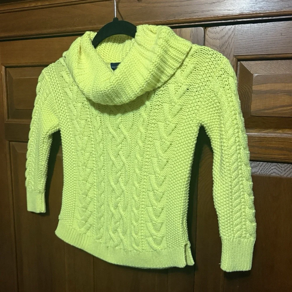 Ralph Lauren Black Label Girls Cable Knit Turtleneck Sweater Yellow Sz 5 Prep